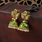 Gold-Polished Meena Work Pearl Studded Jhumki Earring For Women - Wahe Jewels - Swadesiicart