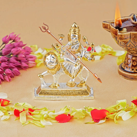 Estele Gold-Polished Religious goddess Durga Ma Idol for Pooja & Car decor - Swadesiicart