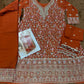 Aarshi Fashions Orange Pure Georgette Full Stitched Suit