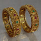 Jewel City Traditional Gold-Plated Temple Design Bangles Ethnic Kada Style Bangles with Red & Green Stones Indian Bridal Jewelry | Swadesiicart