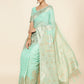 Janasya Sea Green Chanderi Silk Polka Design Woven Design Saree | Swadesiicart