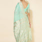 Janasya Sea Green Chanderi Silk Polka Design Woven Design Saree | Swadesiicart