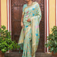 Janasya Sea Green Banarasi Silk Woven Floral Design Banarasi Saree | Swadesiicart