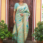 Janasya Sea Green Banarasi Silk Woven Floral Design Banarasi Saree | Swadesiicart