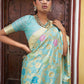 Janasya Sea Green Banarasi Silk Woven Floral Design Banarasi Saree | Swadesiicart
