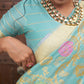 Janasya Sea Green Banarasi Silk Woven Floral Design Banarasi Saree | Swadesiicart