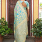 Janasya Sea Green Banarasi Silk Woven Floral Design Banarasi Saree | Swadesiicart