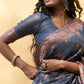 Janasya Dark Grey Chanderi Silk Ethnic Motifs Woven Design Saree | Swadesiicart