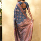 Janasya Dark Grey Chanderi Silk Ethnic Motifs Woven Design Saree | Swadesiicart