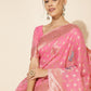 Janasya Light Pink Chanderi Silk Ethnic Motifs Woven Design Saree | Swadesiicart