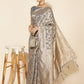 Janasya Grey Chanderi Silk Floral Woven Design Saree | Swadesiicart