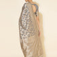 Janasya Grey Chanderi Silk Floral Woven Design Saree | Swadesiicart