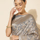 Janasya Grey Chanderi Silk Floral Woven Design Saree | Swadesiicart