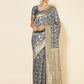 Janasya Grey Chanderi Silk Geometric Design Woven Design Saree | Swadesiicart