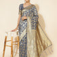 Janasya Grey Chanderi Silk Geometric Design Woven Design Saree | Swadesiicart