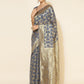 Janasya Grey Chanderi Silk Geometric Design Woven Design Saree | Swadesiicart