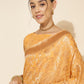 Janasya Light Yellow Chanderi Silk Woven Ethnic Motifs Chanderi Silk Saree | Swadesiicart