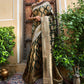 Janasya Bottle Green Organza Woven Ethnic Motifs Kanjeevaram Saree | Swadesiicart