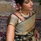 Janasya Bottle Green Organza Woven Ethnic Motifs Kanjeevaram Saree | Swadesiicart