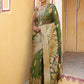 Janasya Mehendi Green Organza Woven Ethnic Kanjeevaram Saree | Swadesiicart