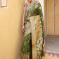Janasya Mehendi Green Organza Woven Ethnic Kanjeevaram Saree | Swadesiicart