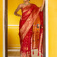 Janasya Red Organza Woven Leheriya Kanjeevaram Saree | Swadesiicart