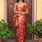 Janasya Red Organza Woven Ethnic Motifs Kanjeevaram Saree | Swadesiicart