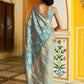 Janasya Grey Banarasi Silk Woven Floral Design Banarasi Saree | Swadesiicart