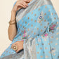 Janasya Sky Blue Chanderi Silk Ethnic Motifs Woven Design Saree | Swadesiicart