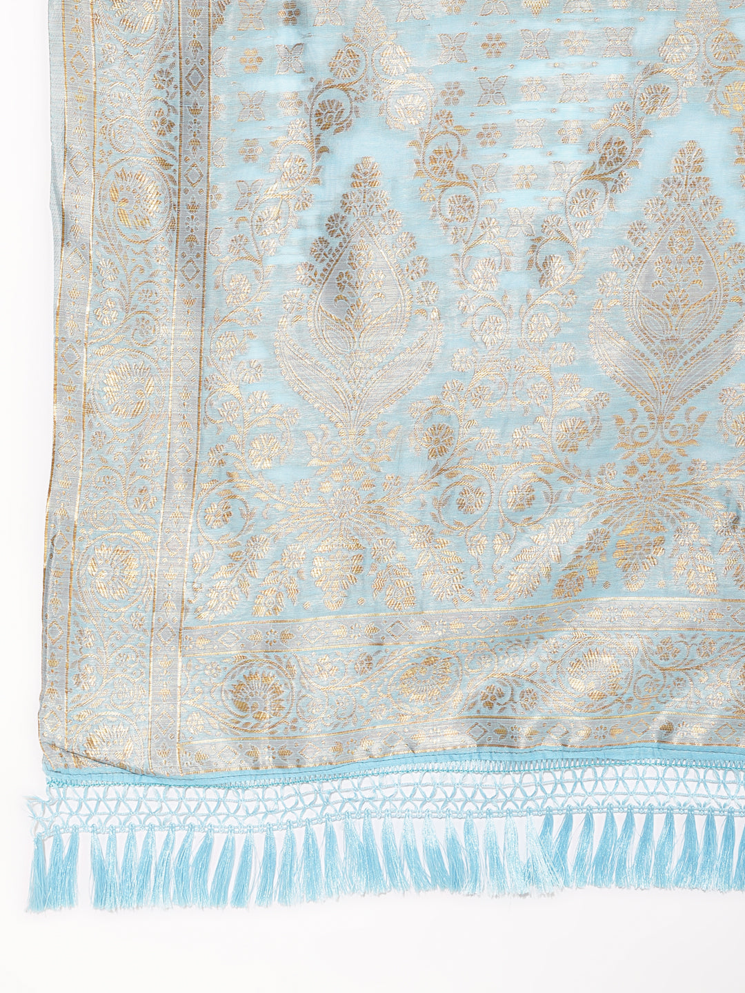 Janasya Sky Blue Chanderi Silk Ethnic Motifs Woven Design Saree | Swadesiicart