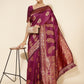 Janasya Wine Banarasi Silk Woven Ethnic Motifs Banarasi Silk Saree | Swadesiicart