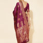 Janasya Wine Banarasi Silk Woven Ethnic Motifs Banarasi Silk Saree | Swadesiicart