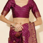 Janasya Wine Banarasi Silk Woven Ethnic Motifs Banarasi Silk Saree | Swadesiicart