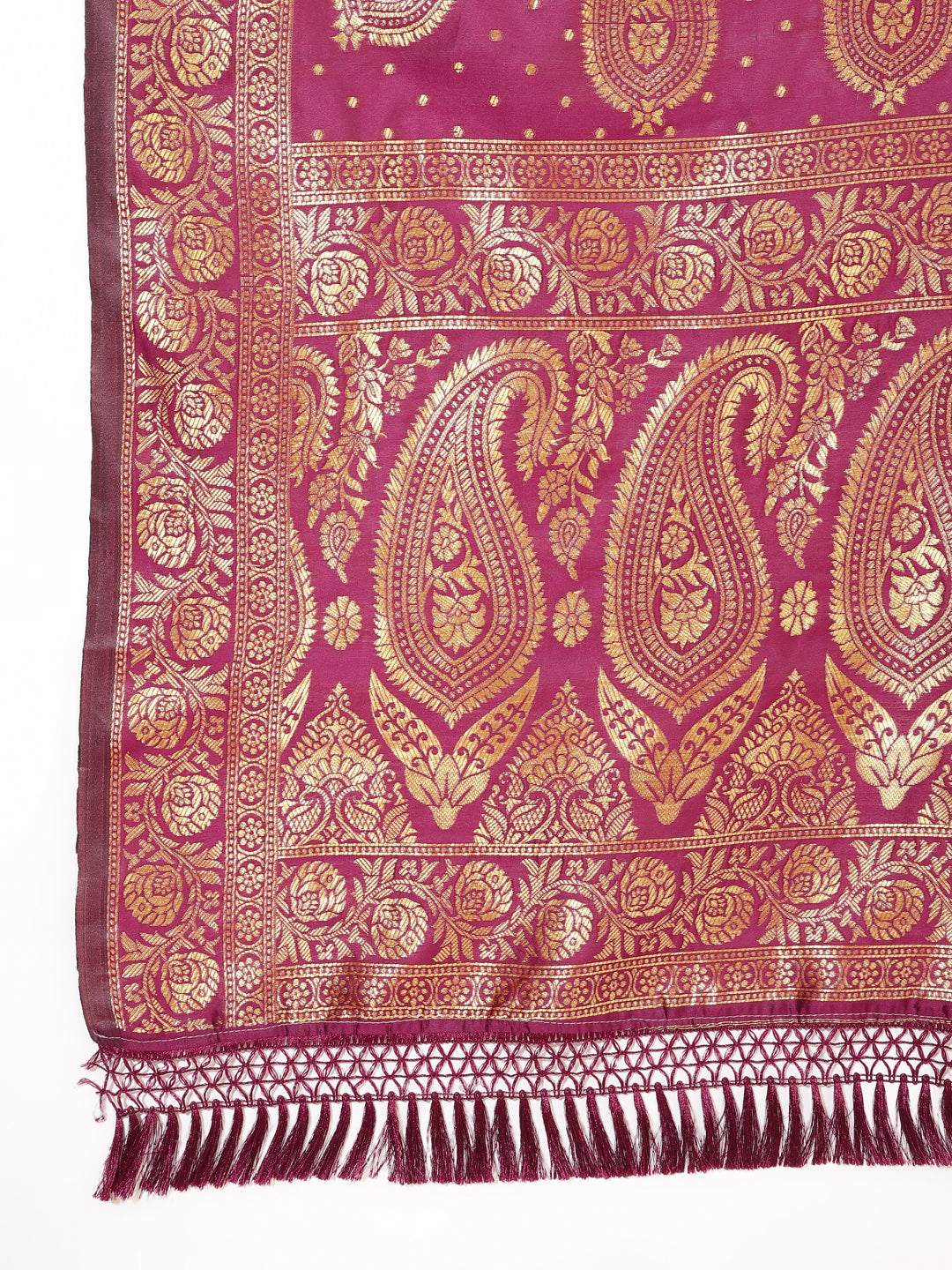 Janasya Wine Banarasi Silk Woven Ethnic Motifs Banarasi Silk Saree | Swadesiicart