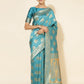 Janasya Turquoise Blue Banarasi Silk Woven Ethnic Motifs Banarasi Silk Saree | Swadesiicart
