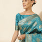 Janasya Turquoise Blue Banarasi Silk Woven Ethnic Motifs Banarasi Silk Saree | Swadesiicart