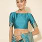 Janasya Turquoise Blue Banarasi Silk Woven Ethnic Motifs Banarasi Silk Saree | Swadesiicart