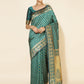 Janasya Peacock Green Silk Woven Ethnic Motifs Banarasi Silk Saree | Swadesiicart