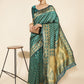 Janasya Peacock Green Silk Woven Ethnic Motifs Banarasi Silk Saree | Swadesiicart