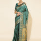 Janasya Peacock Green Silk Woven Ethnic Motifs Banarasi Silk Saree | Swadesiicart