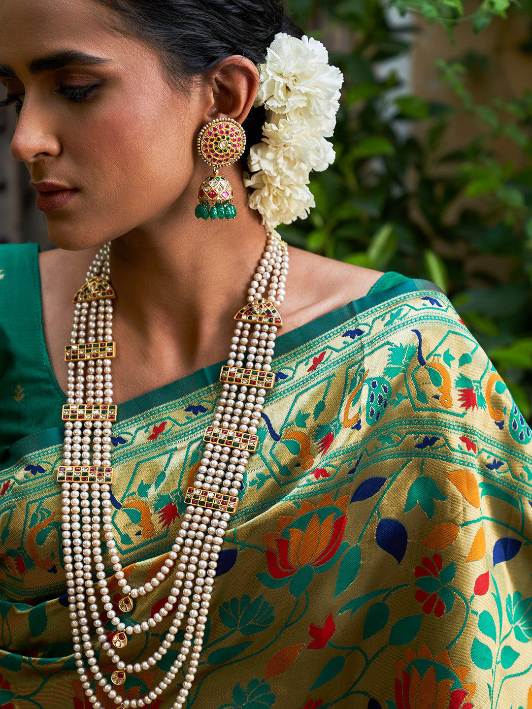 Janasya Green Paithani Silk Woven Bagh Design Paithani Silk Saree | Swadesiicart