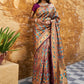 Janasya Wine Paithani Silk Woven Bagh Design Paithani Silk Saree | Swadesiicart