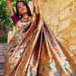 Janasya Wine Paithani Silk Woven Bagh Design Paithani Silk Saree | Swadesiicart
