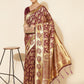 Janasya Wine Chanderi Silk Woven Paisley Chanderi Silk Saree | Swadesiicart