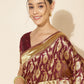 Janasya Wine Chanderi Silk Woven Paisley Chanderi Silk Saree | Swadesiicart