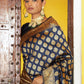 Janasya Navy Blue Banarasi Silk Woven Ethnic Motifs Banarasi Silk Saree | Swadesiicart