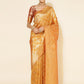 Janasya Yellow Organza Woven Ethnic Motifs Kanjeevaram Saree | Swadesiicart