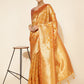 Janasya Yellow Organza Woven Ethnic Motifs Kanjeevaram Saree | Swadesiicart