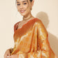 Janasya Yellow Organza Woven Ethnic Motifs Kanjeevaram Saree | Swadesiicart