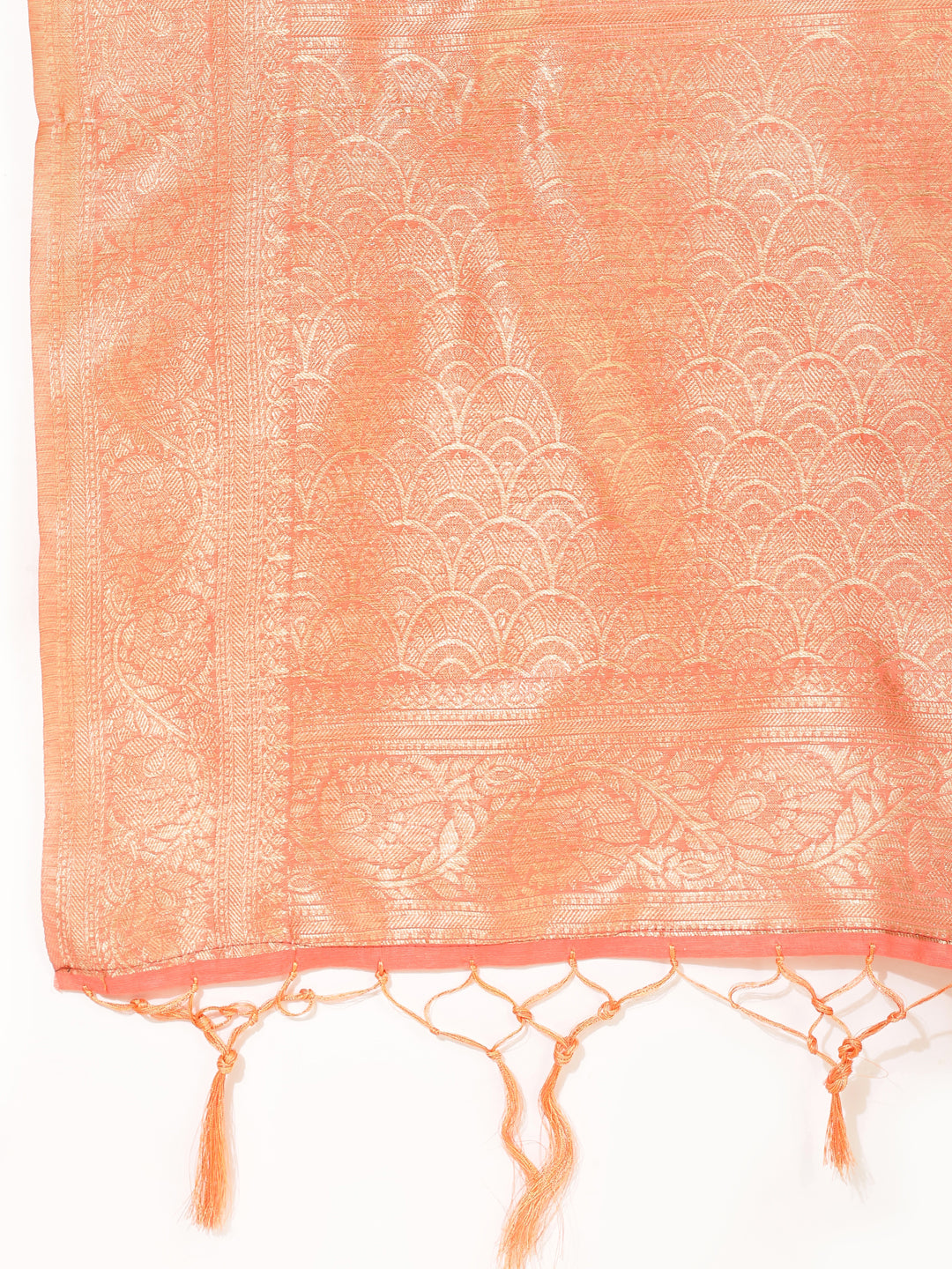 Janasya Peach Chanderi Silk Floral Woven Design Saree | Swadesiicart